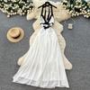 Rochie Maxi Lungă cu Bretele Subțiri pentru Plajă de Vară pentru Femei Sexy cu Decolteu în V și Spate Decoltat Rochie de Seară