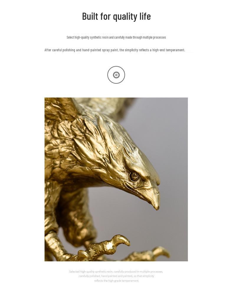 American Grand Exhibition Eagle Resin Figurine - Majestic Male Eagle Decor for Home, Office, or Wine Cabinet.