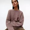 American Lazy Soft Waxy Gray Pullover Sweater Women's Autumn and Winter Loose Thickened Sheep Wool Crew Neck Knitted Sweater