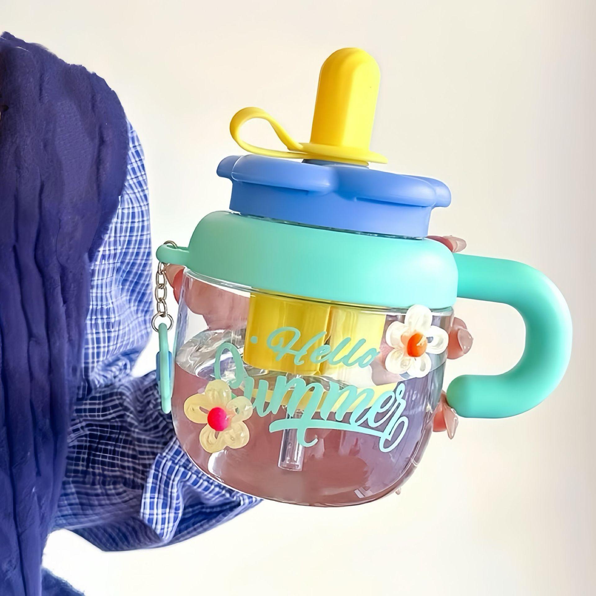 Large-capacity Big Mac water cup High temperature resistant new girls straw Portable tea warehouse High value student straw cup 1040/1680ml