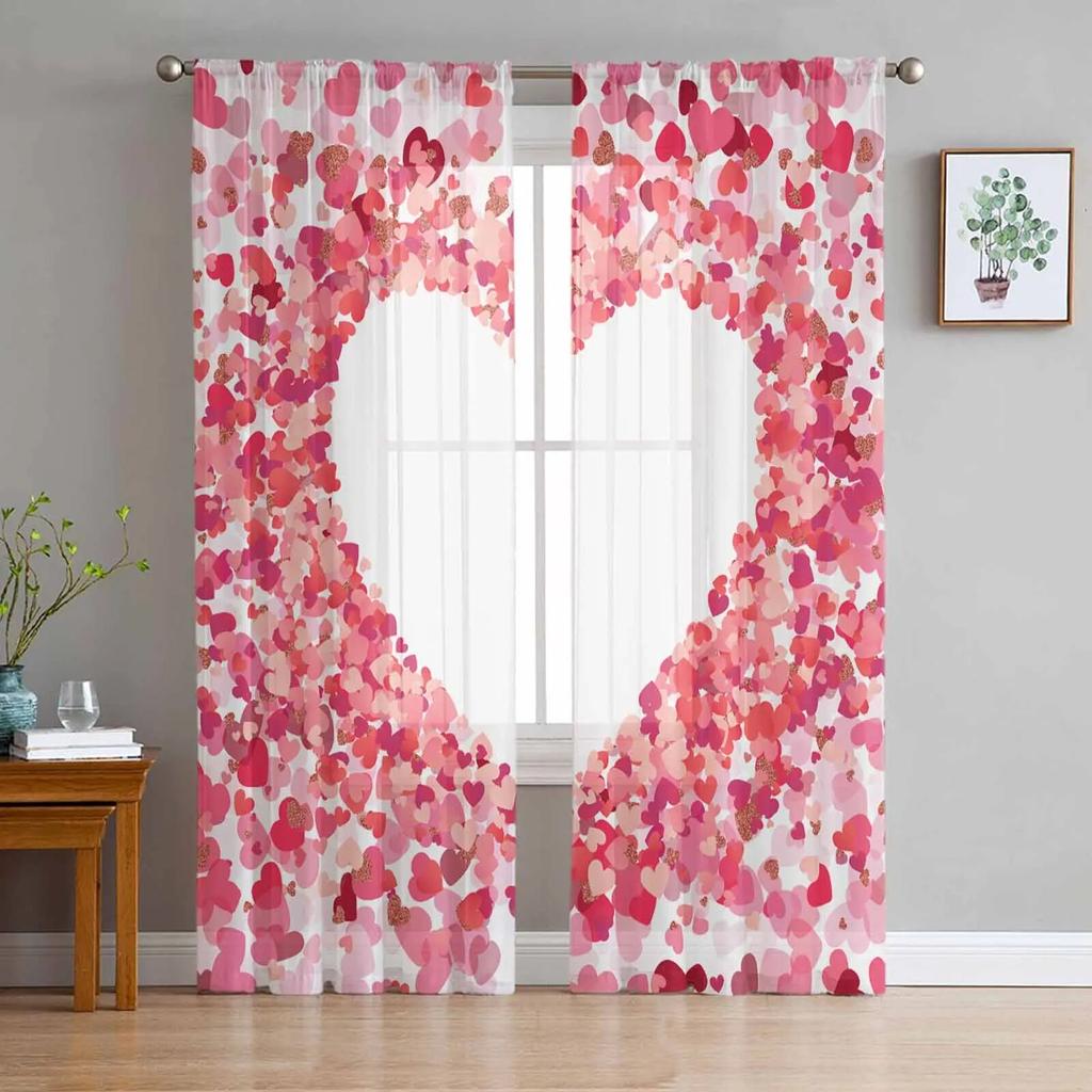 Lgbt Pride Love Chiffon Sheer Curtains for Living Room Bedroom Home Decoration Window Voile Tulle Curtain Drapes