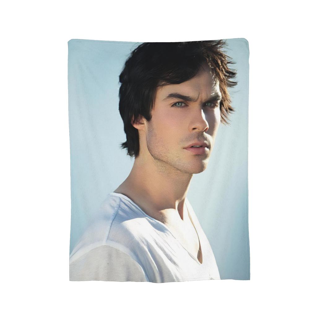 Damon Salvatore The Vampire Diaries Blankets Fleece Printed Ian Somerhalder Portable Warm Throw Blanket for Sofa Bedding Throws