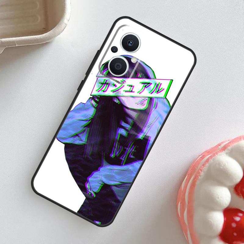Sad Girl Japanese Anime Case For OPPO Reno 11 10 Pro 11F 8T 4Z 5Z 5 6 8 7 Lite OPPO Find X5 X6 Pro X2 X3 Lite Cover