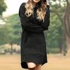 Casual Women Autumn Winter Long Sleeve Pocket Drawstring Loose Hoodie Mini Dress