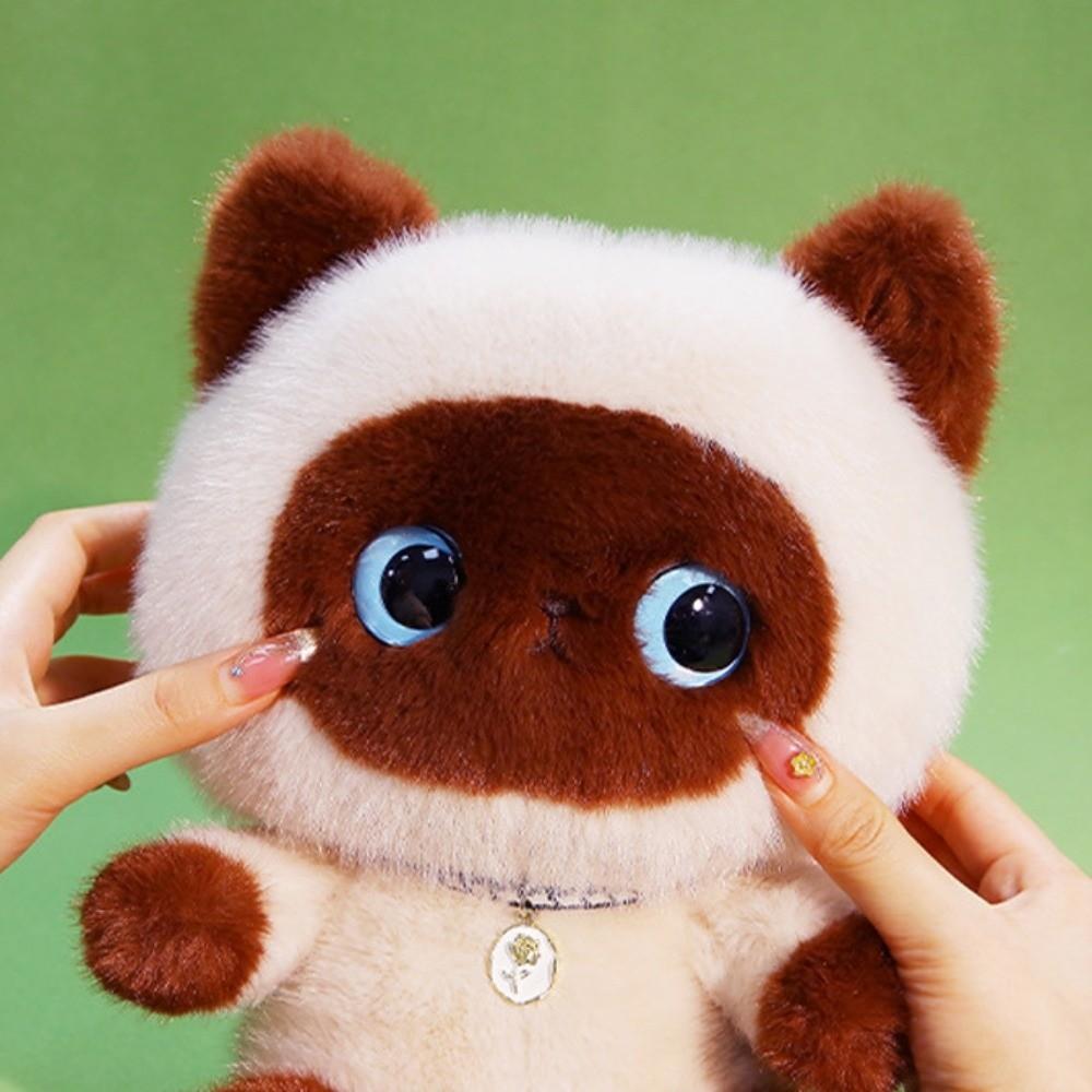 Stuffed Animals Black Cat Plush Toy Kawaii Cat Table Doll Creative Siamese Cat Doll  Kids Gifts