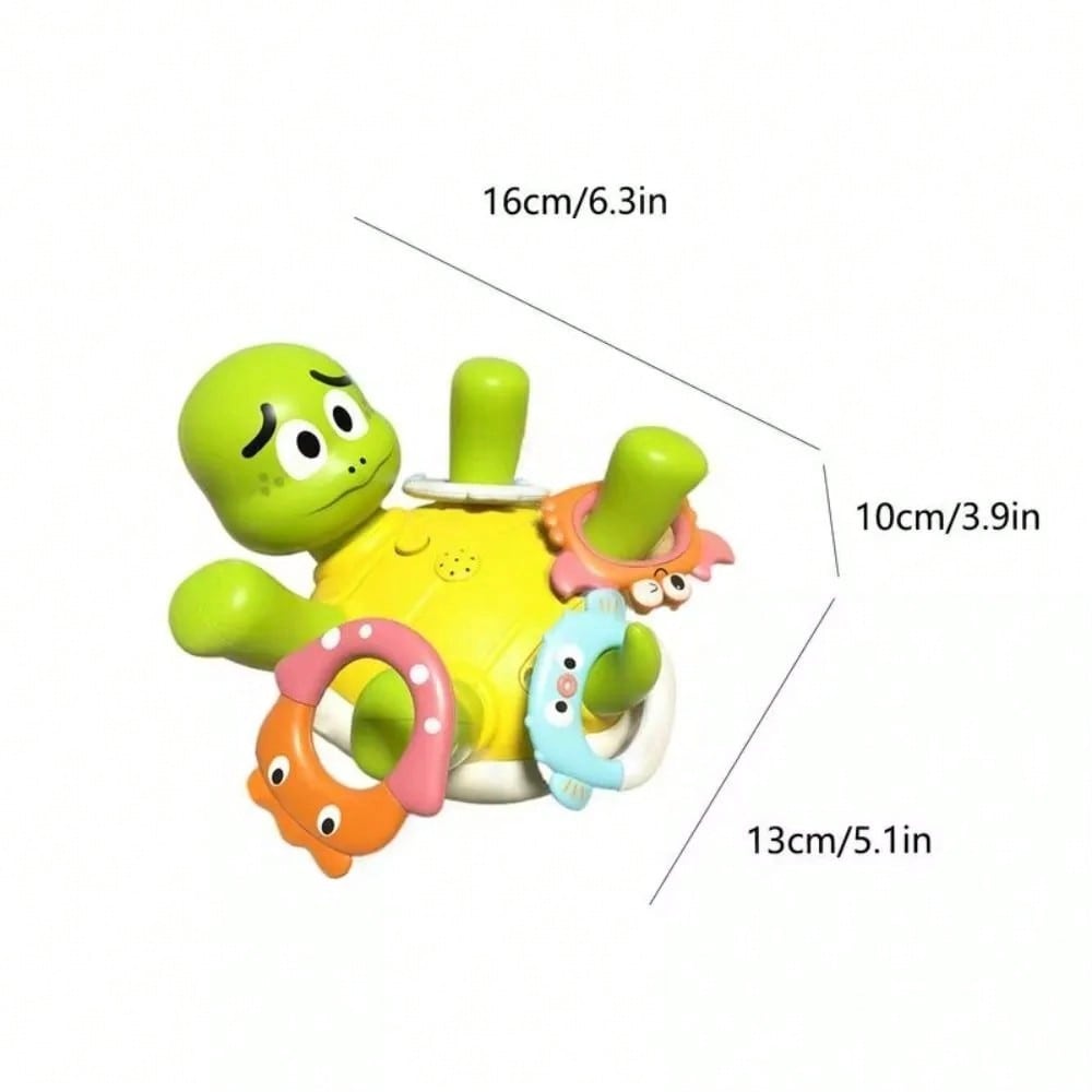 Electric Spraying Turtle Bath Toy,Rechargeable Fountain Pool Learning Set With 5 Stacking Rings,Rotating Water Jets For Toddlers 18M-6 Years,