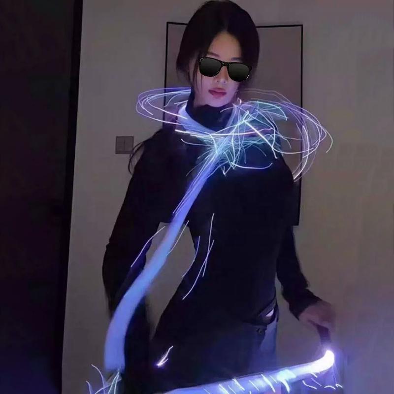 LED Fiber Optic Whip 7 Color Changing Glowing Light Up Whip for Rave Dance EDM Festival Stage Light Show