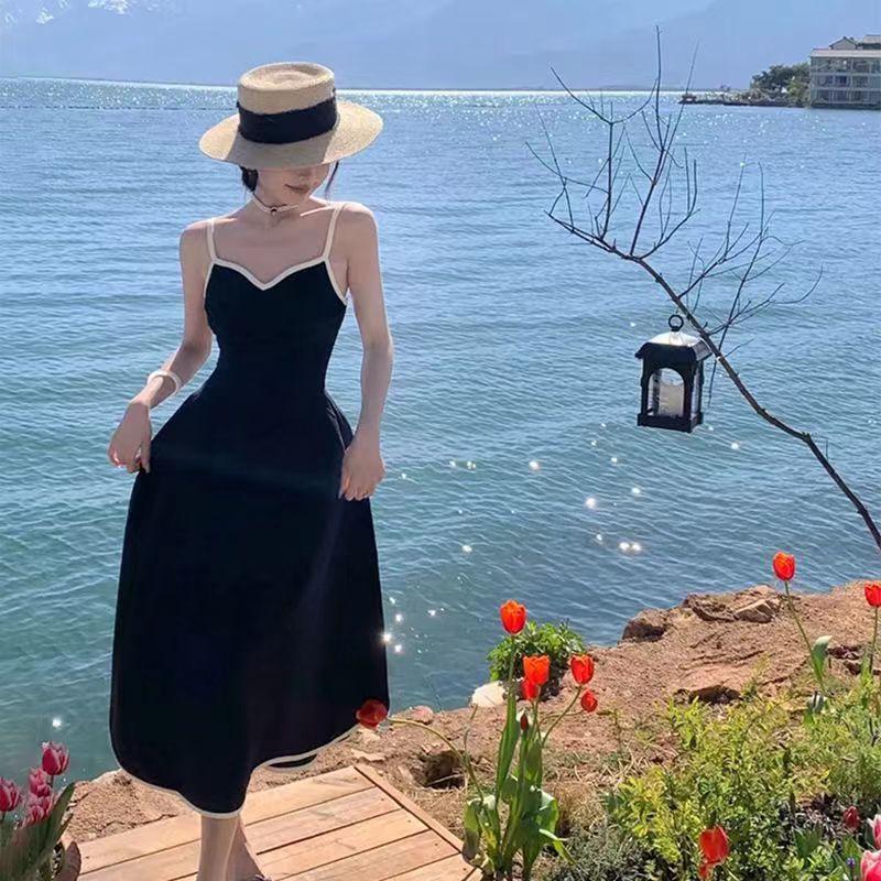 Elegant French Chiffon Green Dress: High-End Spring/Summer Design with Chic Inner Sling