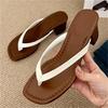 Summer Clip Toe Square Low Heels Women Slippers Sandals Fashion Casual Flip Flops Party Shoes Zapatos De Mujer