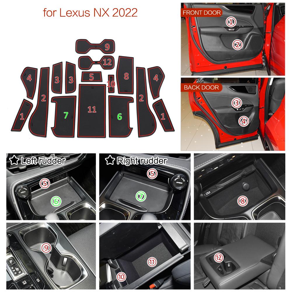 Anti-Slip Rubber Gate Slot Mat for Lexus NX 300 350h 450h 2021-2022 Accessories Cup Holders Non-slip Mats