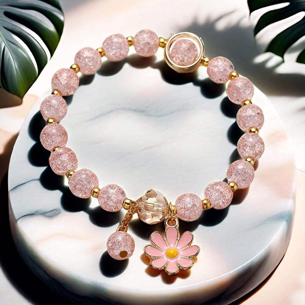 Fairy Daisy Popcorn Beaded Bracelet - Women's Elegant Handcrafted Jewelry