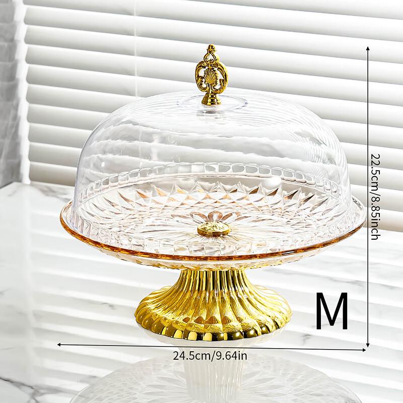 Europäischer Stil Bernstein Sockel Obst- und Kuchenplatte mit Deckel