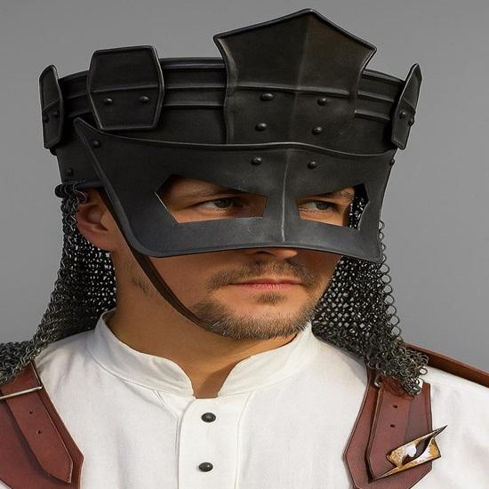 

Шлем Рыцаря-Нежити с Кольчугой Черный Фэнтези LARP Шлем Средневековая Косплей Броня - Лучший Подарок Для Него - Подарок на Хэллоуин