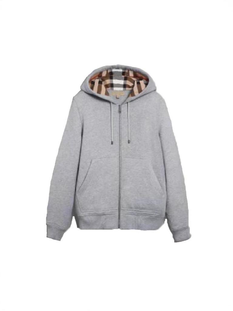 High-Quality British Style Men's Hooded Fleece Sweatshirt for Spring/Autumn, Zipper Cardigan, Customizable Logo, 3D Design, In Stock.