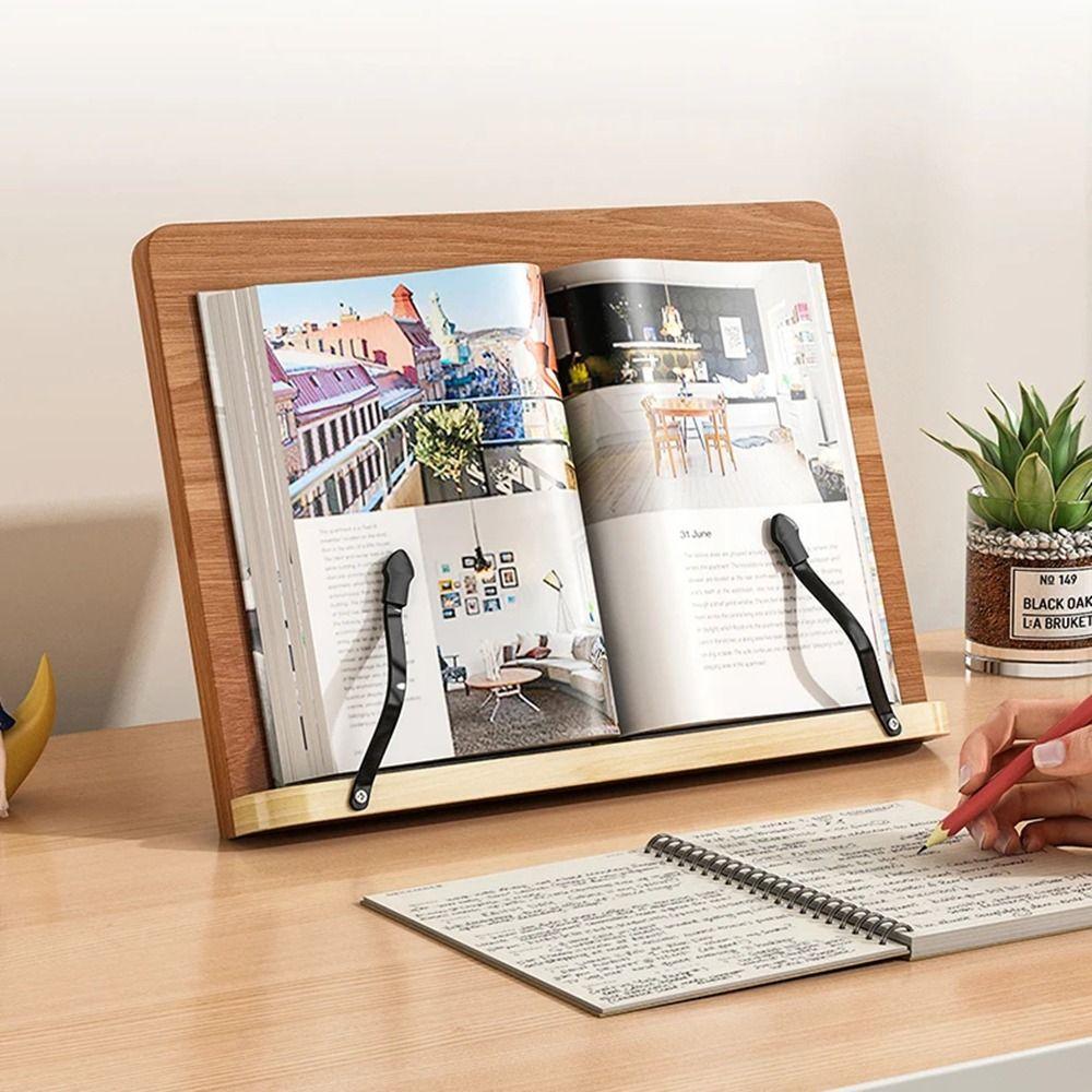 Multi-Position Support Wooden Reading Stand Foldable Cookbook Bracket Book Holder Tray  Note-taking