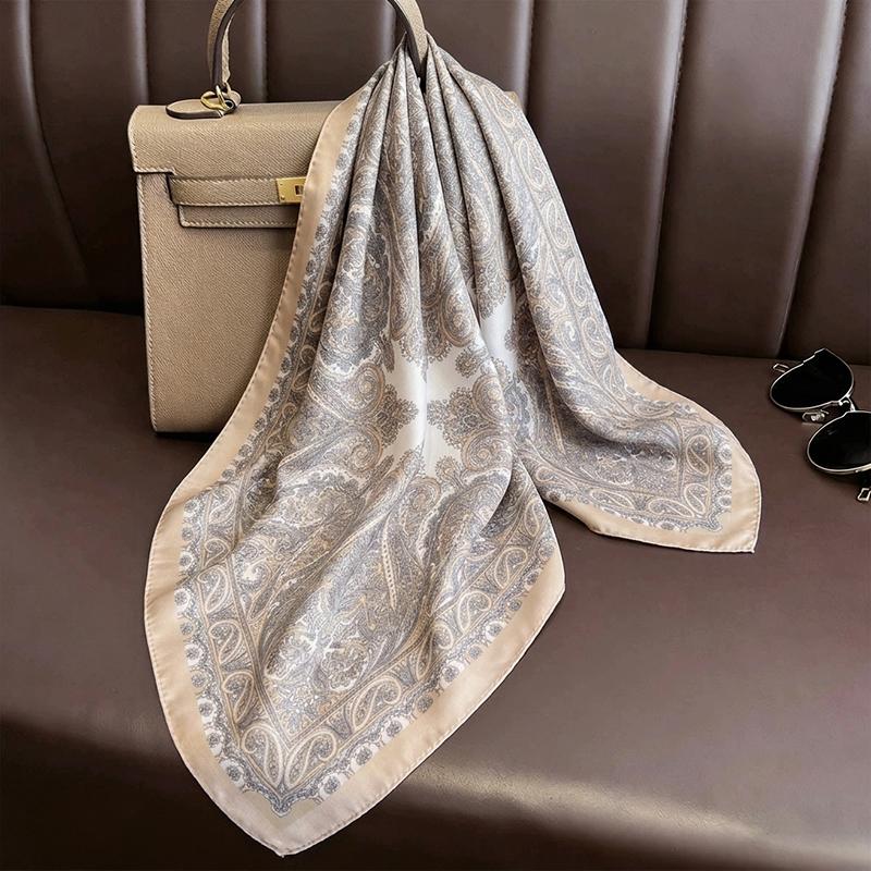 Square Scarf Print Hijab Female Turban Fashion Luxury Headscarf Shawl Neckerchief Handkerchief Headband Bandana Windproof Wraps