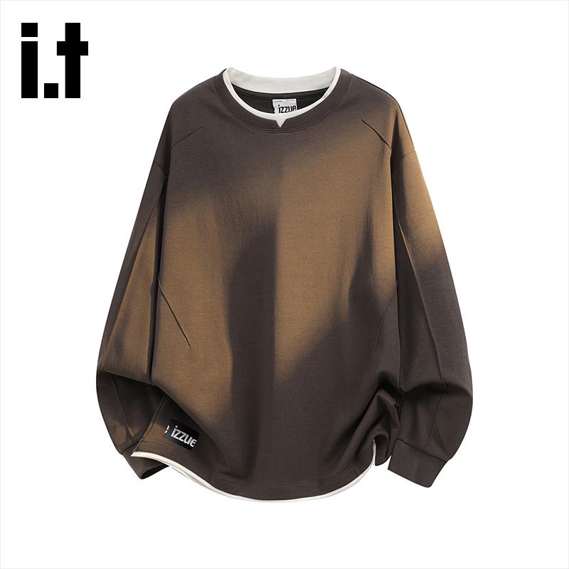Izzue Faux Layered Crewneck Long Sleeve Top
