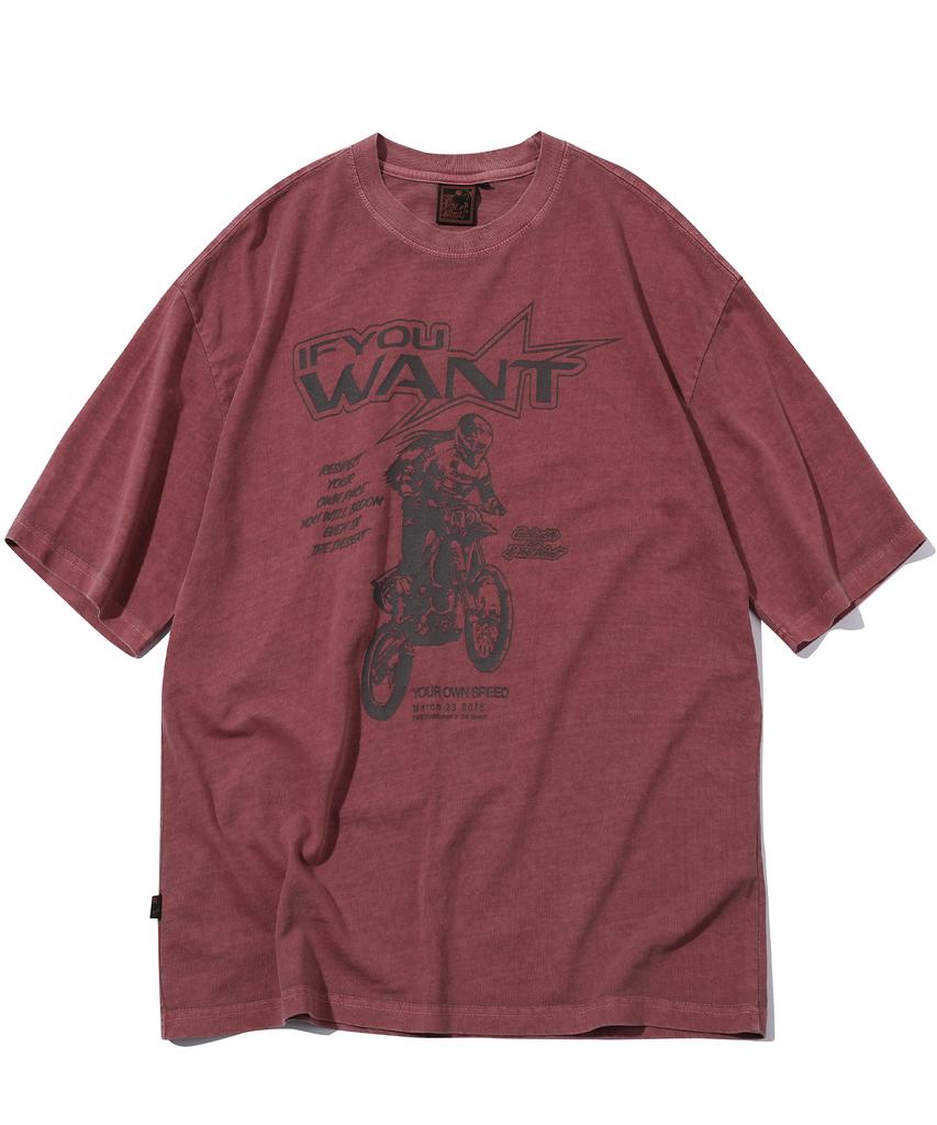 IFYOUWANT Motorcycle Pigment Tee Dusty Pink