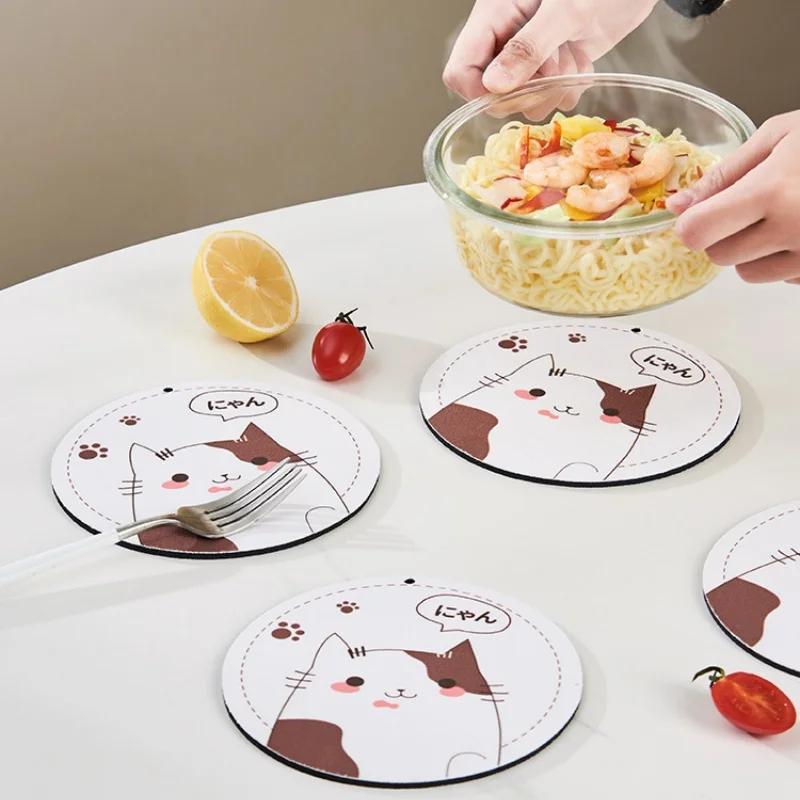 Cat Silicone Coasters Table Insulating Mats Home Cartoon Anti-scald Non-slip Durable Vegetable Mat Creative Simplicity Coaster