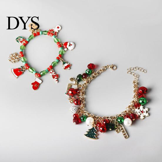 Lässiges tägliches Winter Schmuckstück Weihnachten Charm Armband für Frauen, Weihnachtsmann Schneemann Glocke Handschuh Festlicher Schneeflocken Armreif Baum Anhänger Armband,