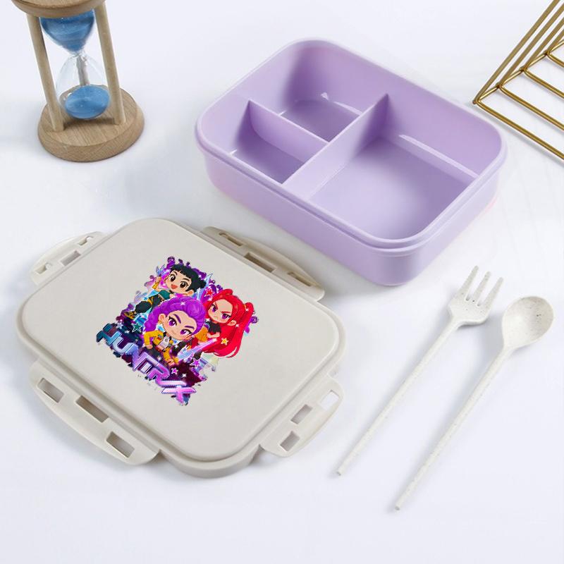 Kpop Demon Hunter Bento Lunch Box Kawaii Girl Portable Bento Boxs Student Hermetic Food Crisper Single Layer Capacity Kids Gift