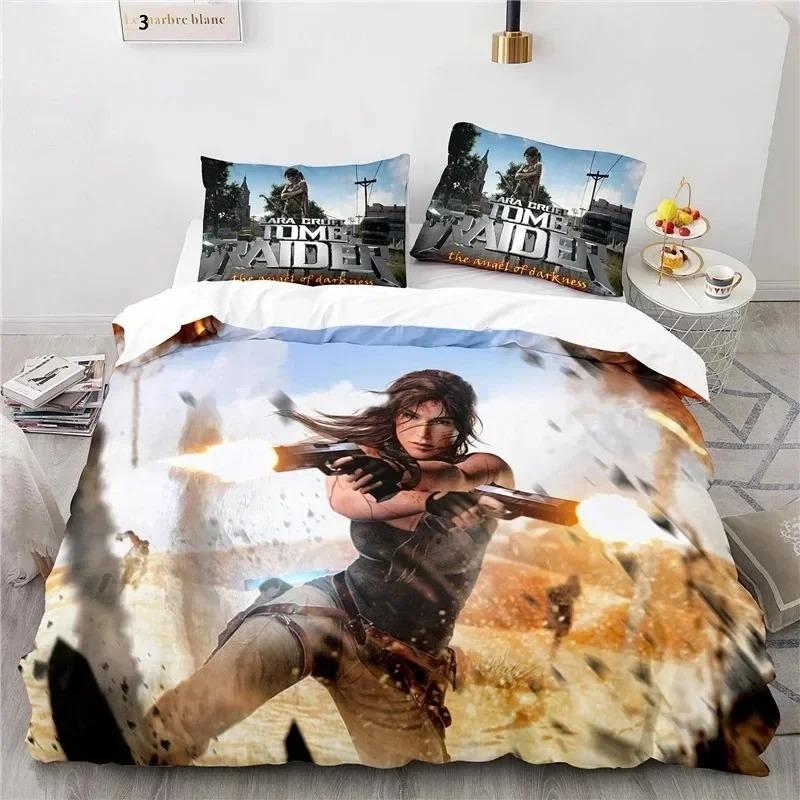 

Three-Dimensional print Game Tomb Raider Bed Linen Kit Boys Girls Twin Size Queen Size Size Bedspread Cover Pillowcase Bed Kids Adult Household EU Single 135x200cm