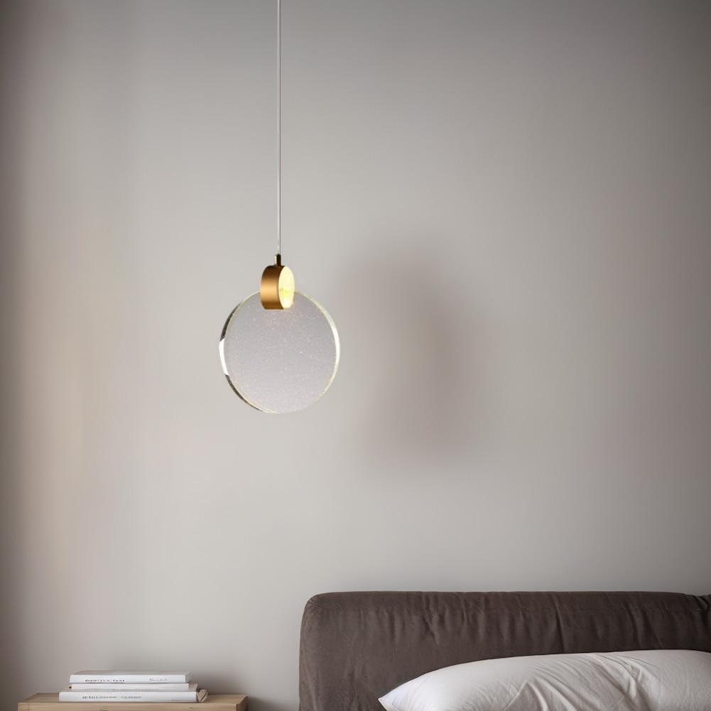 Modern LED Pendant Light Crystal Hanging Light Gold Circular Pendant Light Nordic LED Hanging Lamp for Kitchen Bedroom