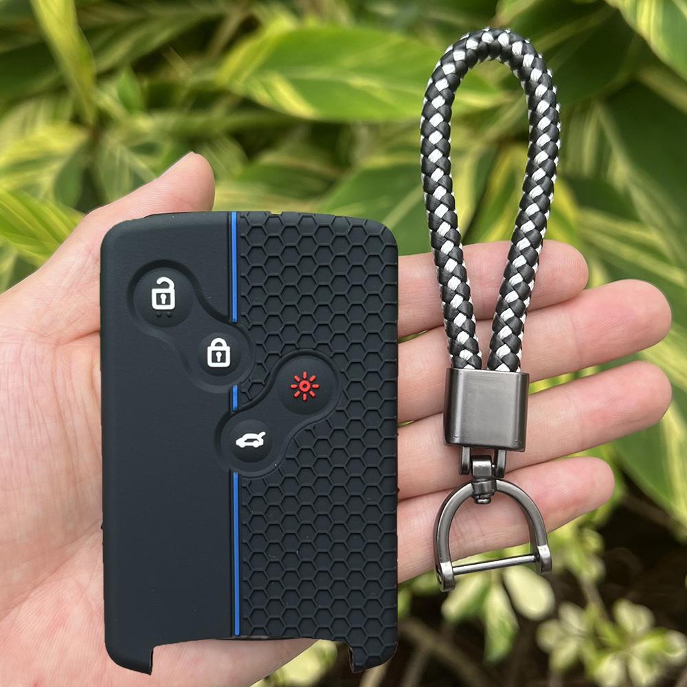 Silicone Car Key Cover For Renault Kadjar Captur Clio Megane 2 3 4 RS Koleos Logan Scenic Duster Card Case Key CHAIN Accessories