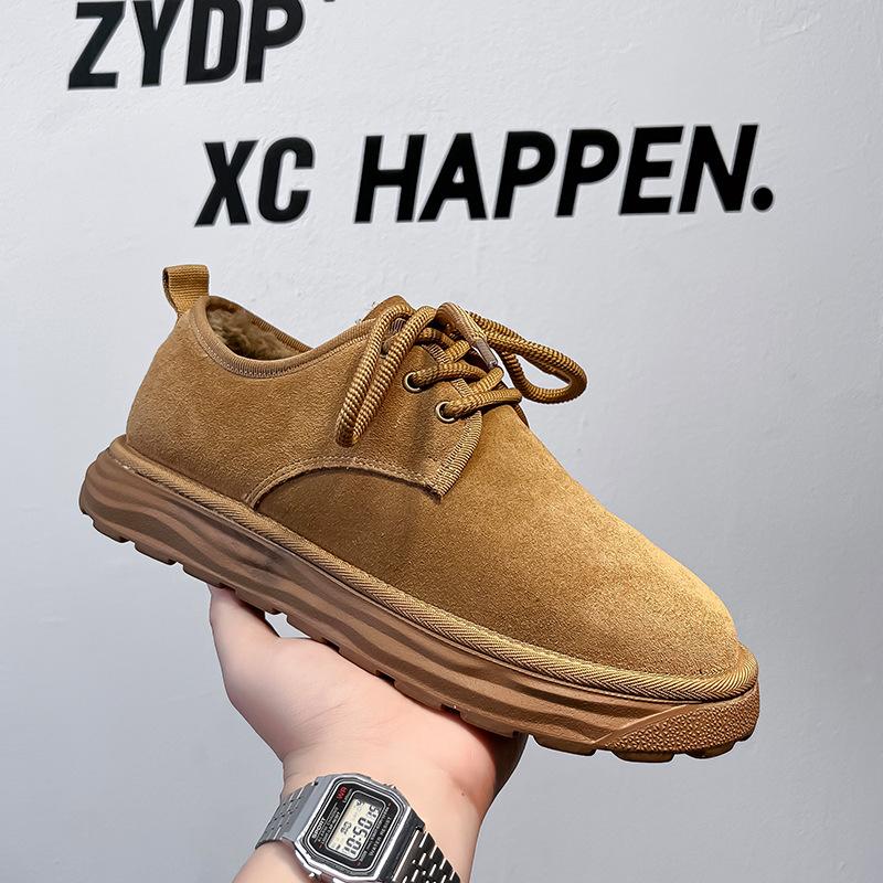 

2024 winter snow boots men s thick-soled wool warm cotton shoes with integrated fur outdoor non-slip and cold-proof 7058-A 38 жёлтый