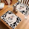 1pcs, Cow Print Linen Placemat, Nongc Cow Pattern Tablecloth, for Holiday Party,Home Kitchen Dining Table Decoration