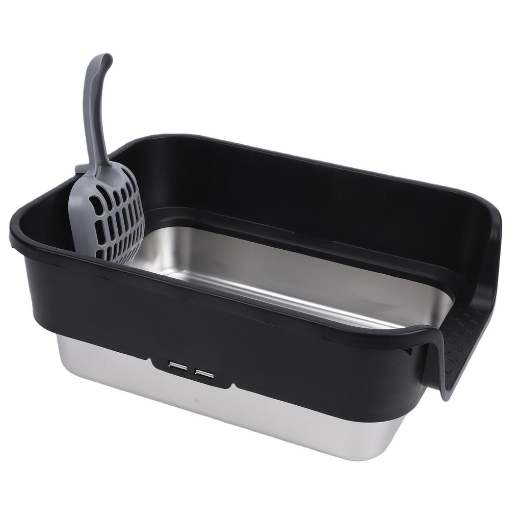 Cat Litter Box Large Size Open Top High Sided Easy Cleaning Stainless Steel Cat Litter Box for Home