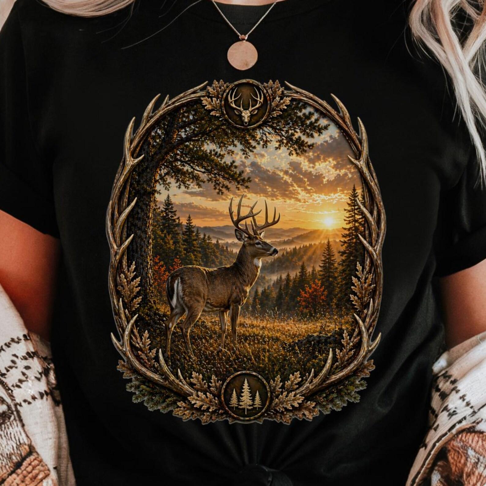 Whitetail Deer Shirt | Hunter Gift Tee | Woodland Wildlife Shirt S