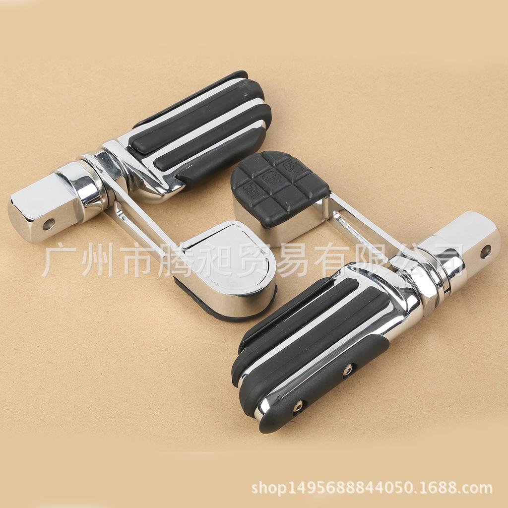 Harley Chrome Foot Pegs - Black Motorcycle Footrests for VTX1800 (2002-2011)