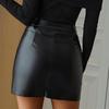 Women's Fashion Temperament Color Leather Sexy High Waist Bag Hip Short Skirt