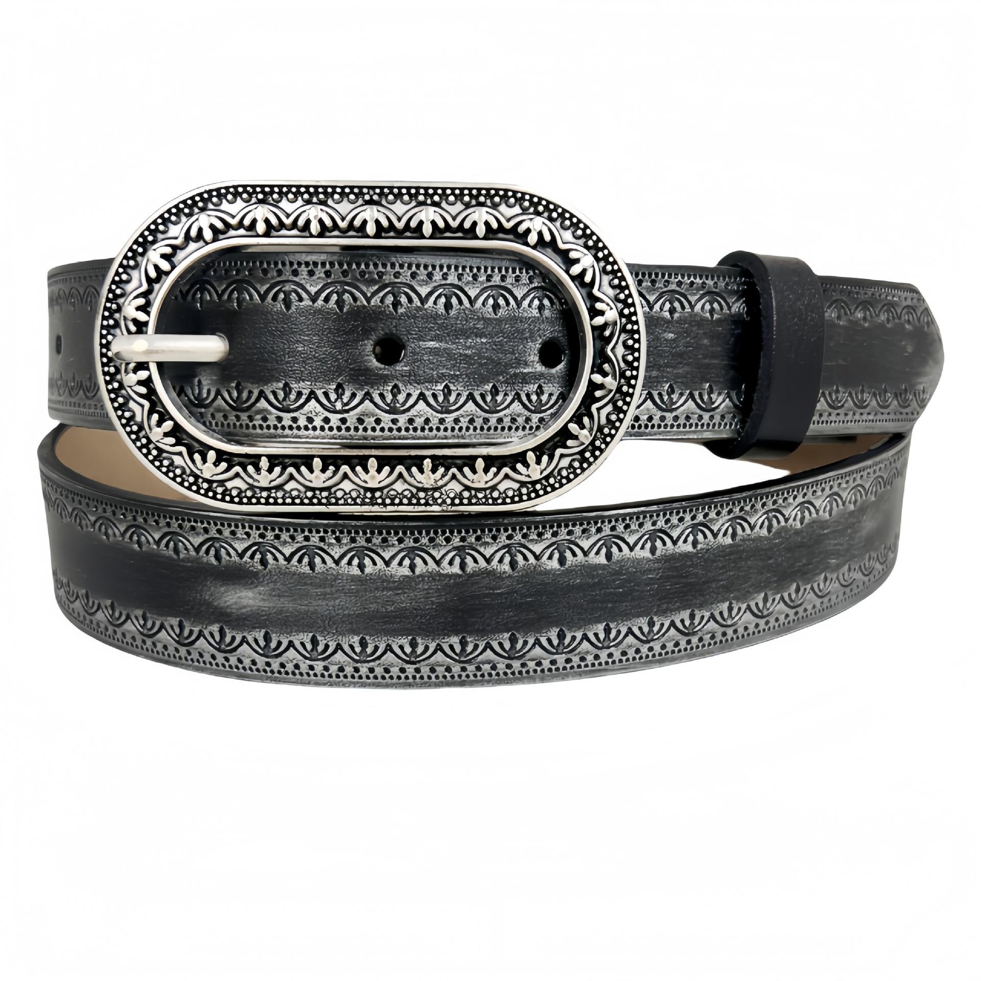 

Винтажный ремень из натуральной кожи с эффектом потертости, тисненый ремень из светлой кожи для поколения