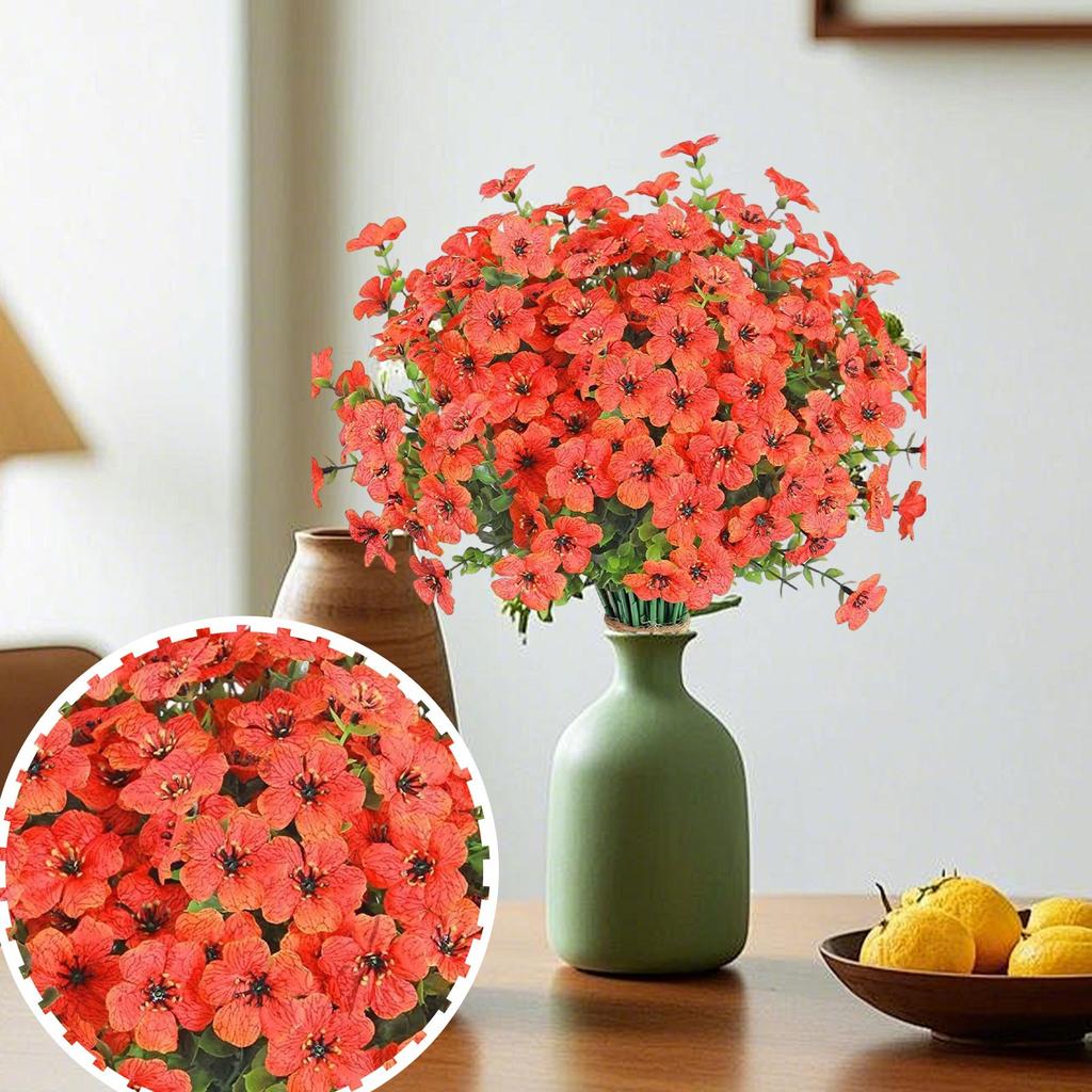 AURIGATE 8 Bundles Artificial Flowers, UV Resistant Outdoor Flowers, Flowers For Cemetery Decoration Home Kitchen Bedroom Wedding Party Decor