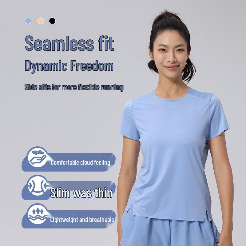 

Women’s Quick-Dry Seamless Crew Neck Short Sleeve Sports Top with Mesh Panel XS чорний
