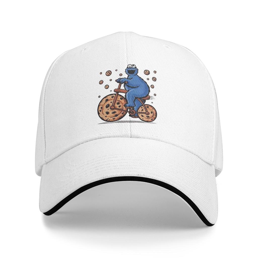 Cartoon Role Funny Cookie Monster Ride A Bike Beach Baseball Caps Mens Printing Trucker Cap For Women Sport Sun Hat