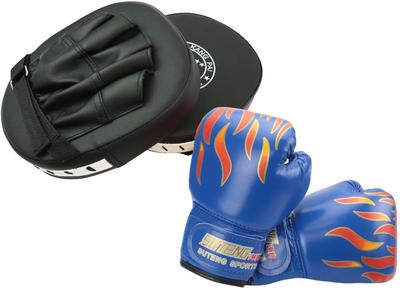 Mark Leon's Boxing Set (2 Types): Adult Mitts & Children's Gloves, Anti-Slip, Thick, for Exercise and Stress Relief (Blue)