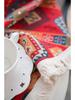 Amerikanische Tischdecke Jacquard Rot Weihnachtstischdecke Runde Tischdecke Geeignet für Feiertags-Esszimmer Picknicks Outdoor-Camping und Heimdekoration