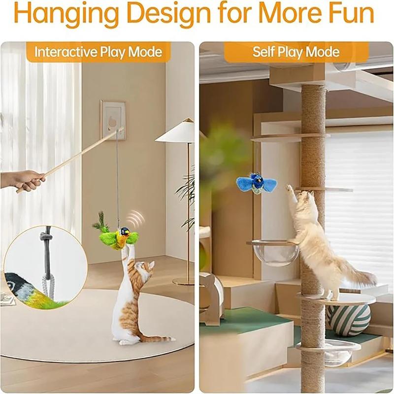 Jouets interactifs pour chats d'intérieur taquinent fort menthe taquinent auto-dépréciateur oiseau suspendu au mur jouets pour chats