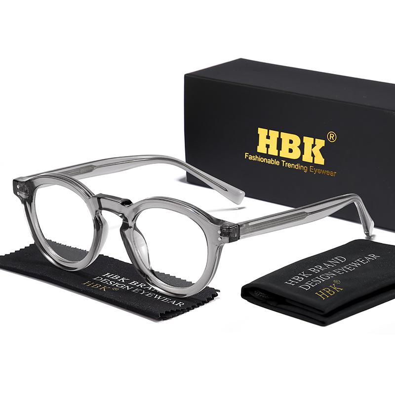 HBK Einfacher Runder Herren Brillenrahmen Hochwertiger Marken Design Rahmen Anti Blaulicht Lesebrille Damen Optischer Rahmen