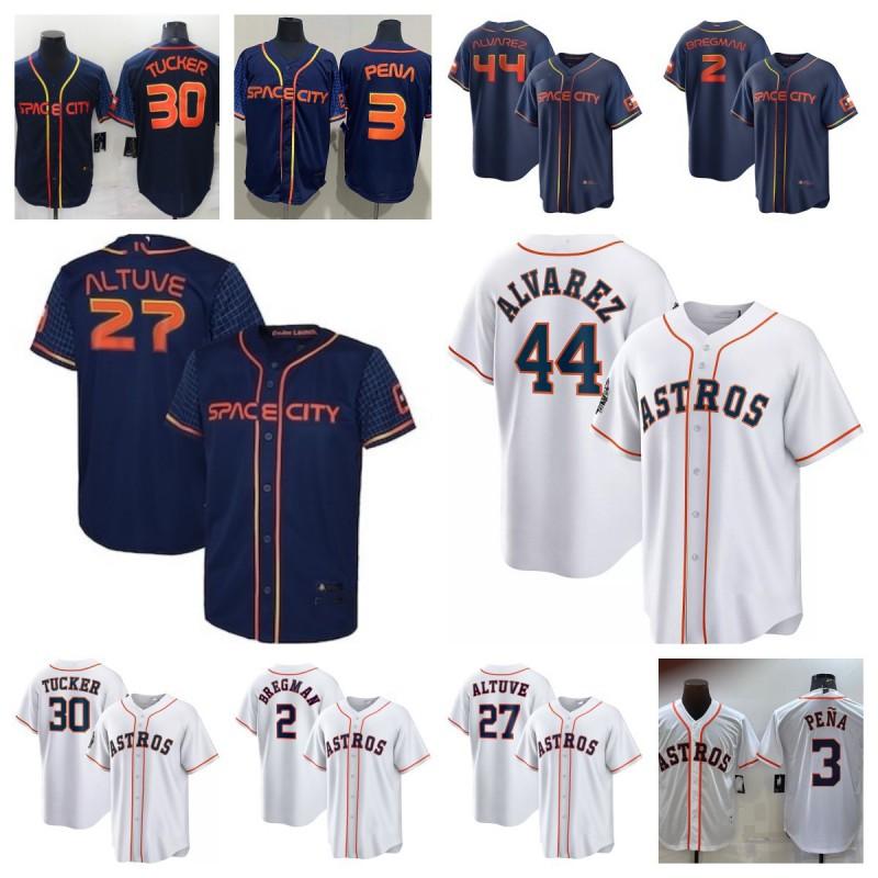 Unisex Embroidered Baseball Jersey Houston Astros 44 Alvarez Fan Style Cotton Sport Top