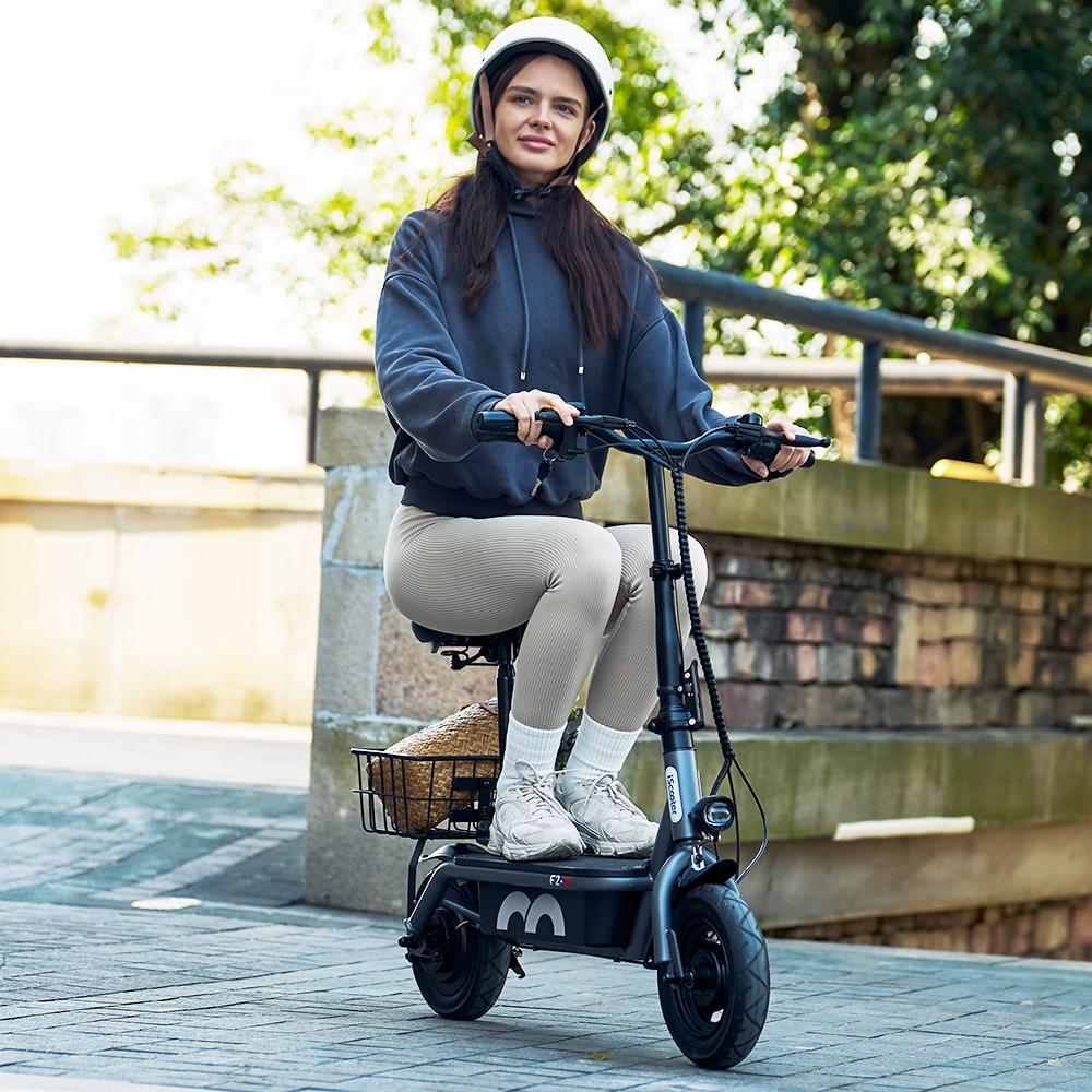 iScooter F2 Adult Electric Scooter with Basket, 10 Inch Inflatable Wide Tire, 500W 36V 7.8AH, Dual Drum Brakes
