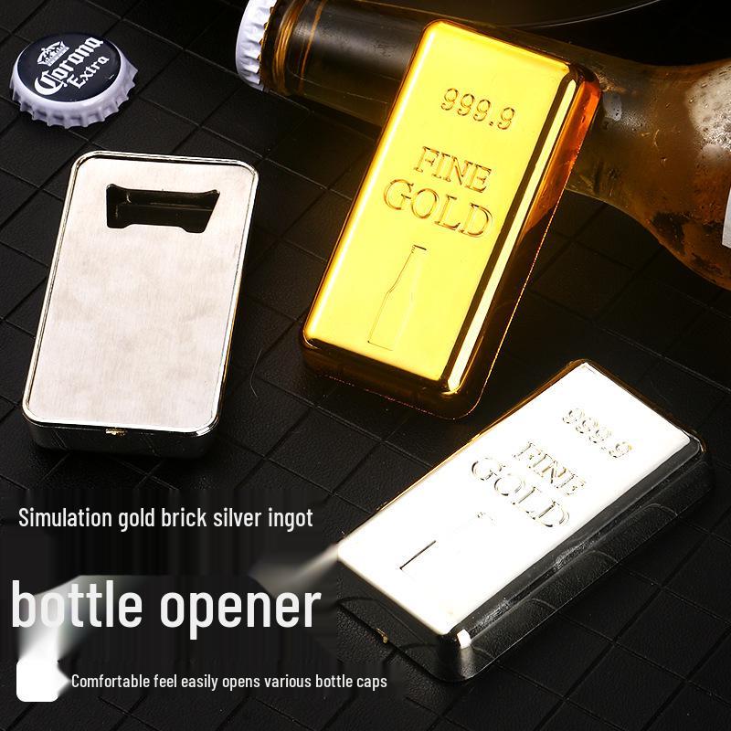 Gold & Silber Magnetischer Goldbarren Flaschenöffner - Simuliertes Goldbarren-Design für Bierflaschen