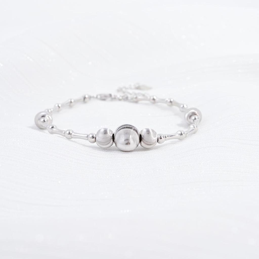 925 Sterling Silver Cat's Eye Beaded Bamboo Bracelet for Women - Korean Style, Niche Design, Fashionable & Versatile S09