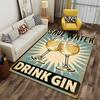 Retro Style Rug with "Save Water Drink Gin" Print, Gin Glass Design Suitable for Use As an Anti-slip for Living Room Bedroom Sofas