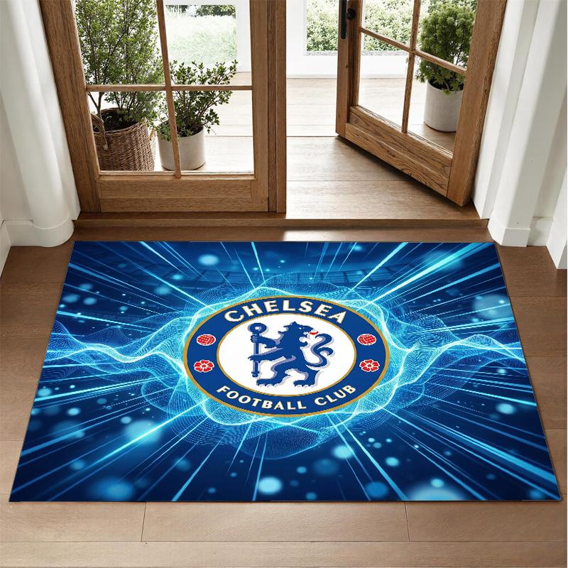 Chelsea FC Design Crystal Velvet Rug Soft Decorative Mat for Bedroom Entrance
