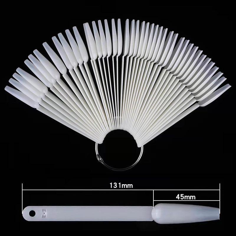 Nail Art 50-Piece Fan-Shaped Color Chart Display Board for Polish Swatches In Transparent & Natural Shades