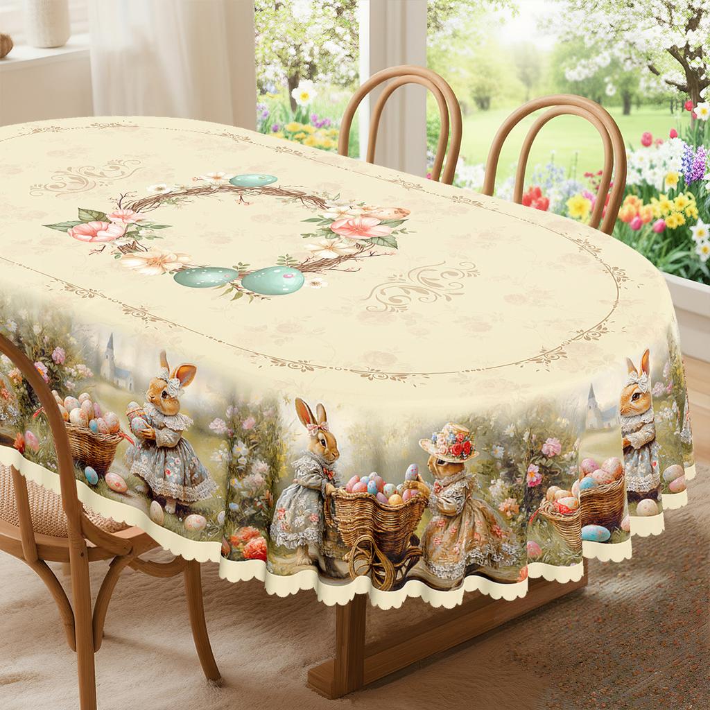 Tablecloth 2D Flat  Spring Summer Yellow Sunflower Print TableclothTerrace Indoor Outdoor Deco